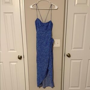Zara Asymmetrical Blue Dress with Spaghetti Straps